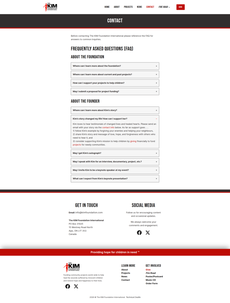 Kimfoundation.com 2025, nathanparkinson.com design 4 contact
