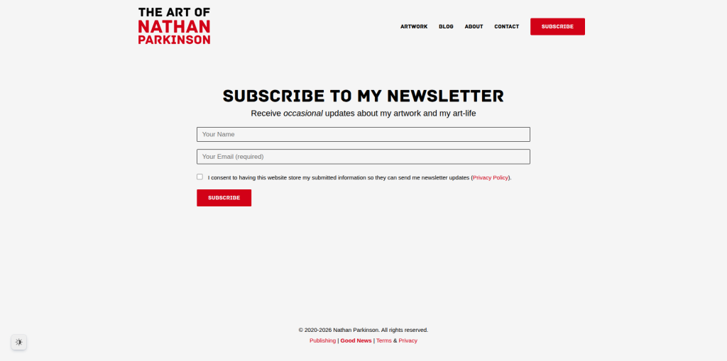 Nathanparkinson.com, design 13 subscribe