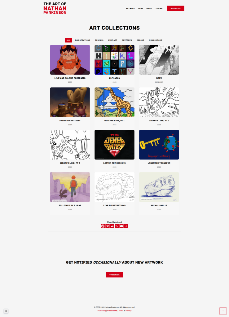 Nathanparkinson.com, design 7 collections