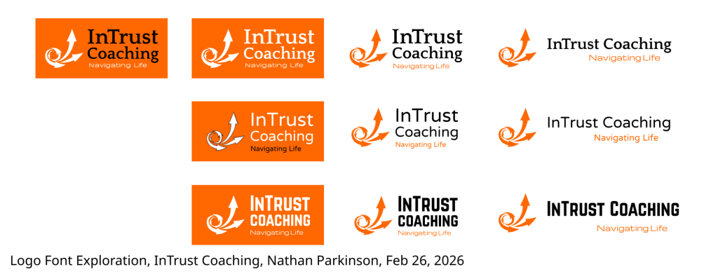 Logo Font Exploration, intrustcoaching.com, nathanparkinson.com
